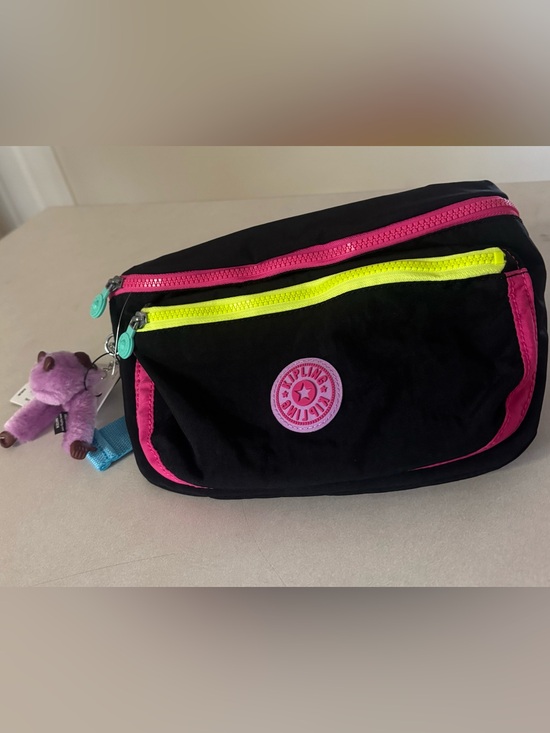 Kipling Handbags - NWT Kipling Yasemina Fanny Pack Sling Bag Black Neon Yellow Pink